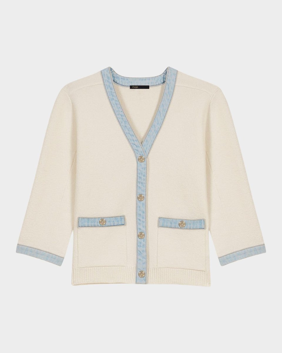 Mirsalco Denim-Trim Cardigan